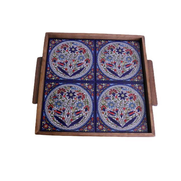 Square Tray Wooden and Ceramic