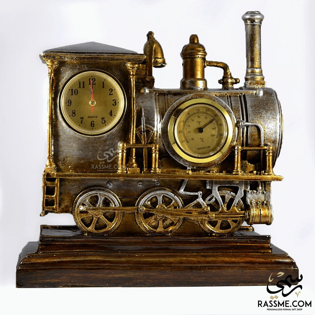 Steam Train Old Engine Clock And Temperature