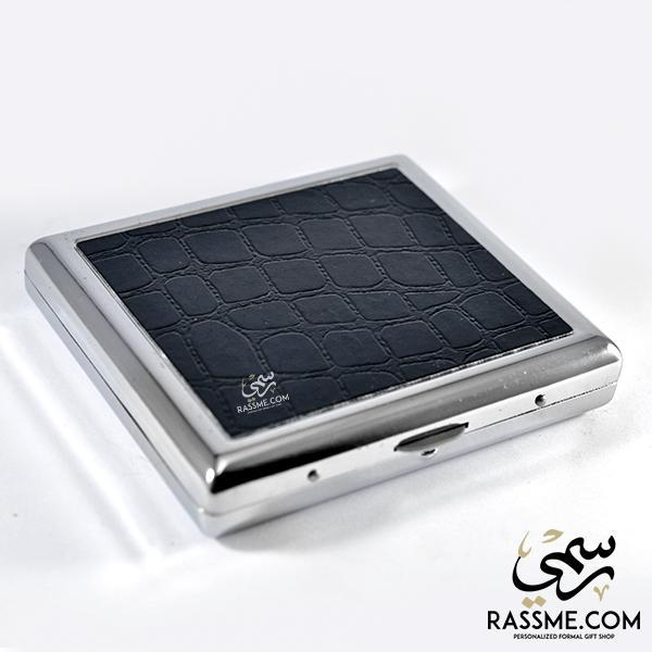 Steel with Leather Cigarette Case - Free Engraving