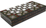 Wooden Backgammon and Chess with Stones, chips and dice