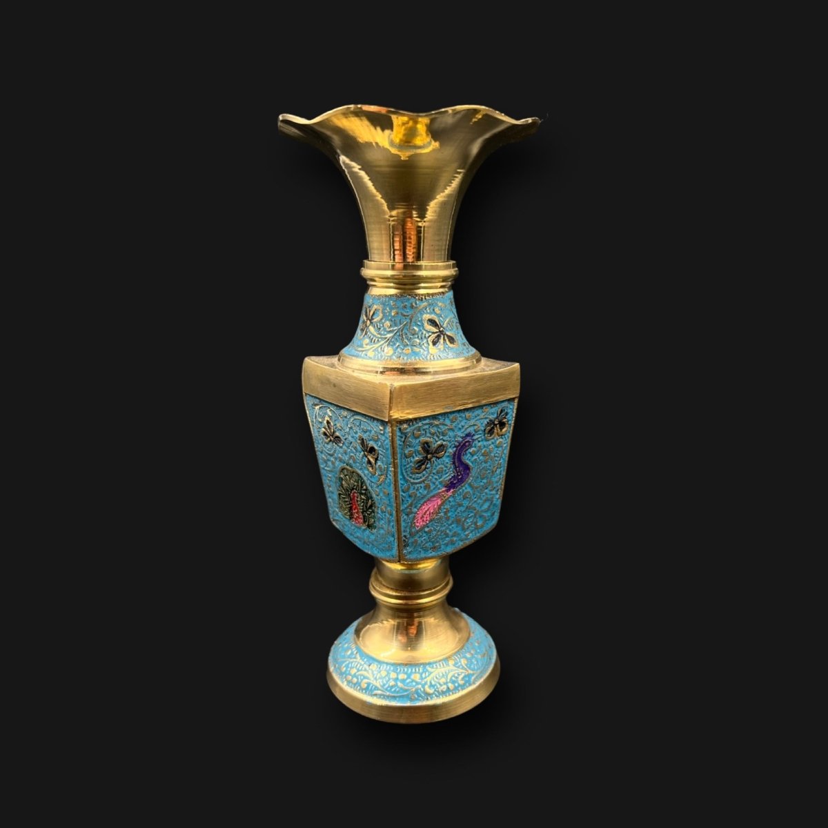 Thick Brass Vase Enamel Colors High Quality