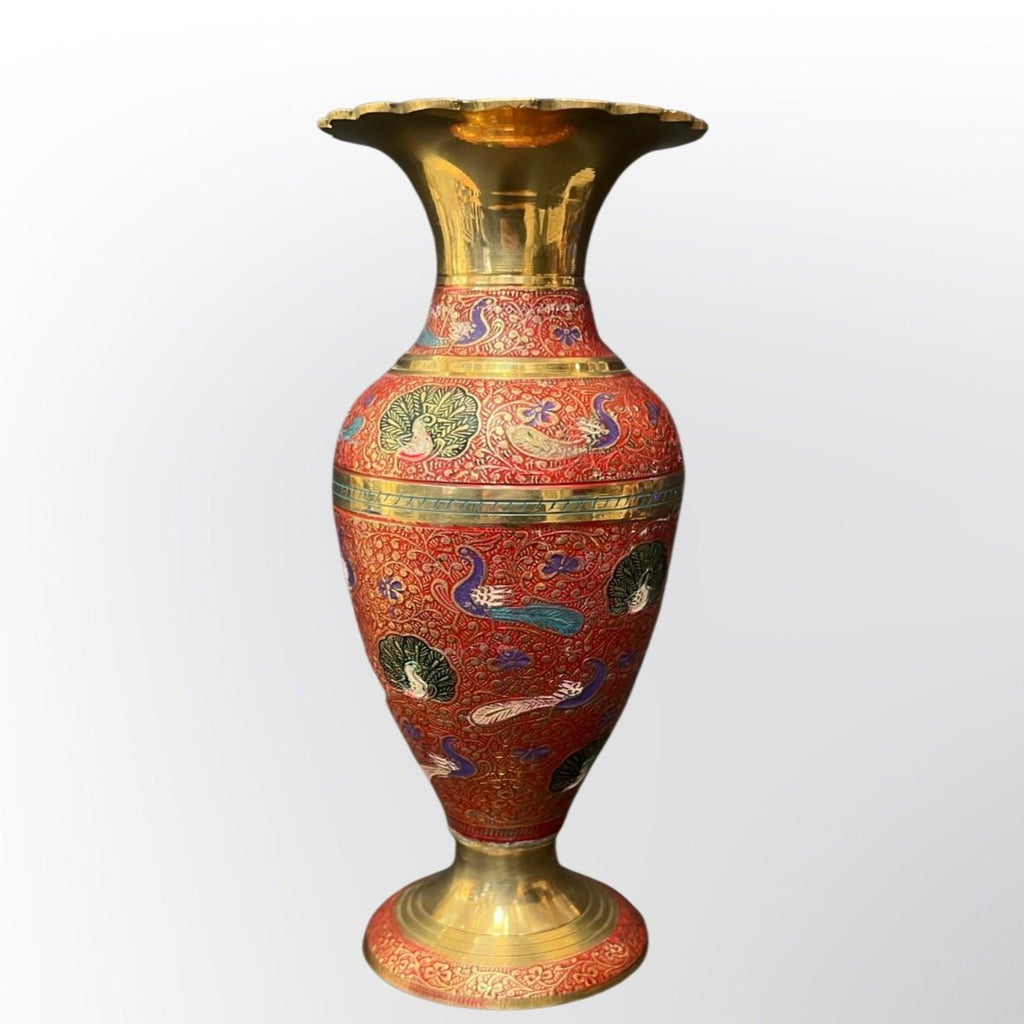 Thick Brass Vase Enamel Colors High Quality