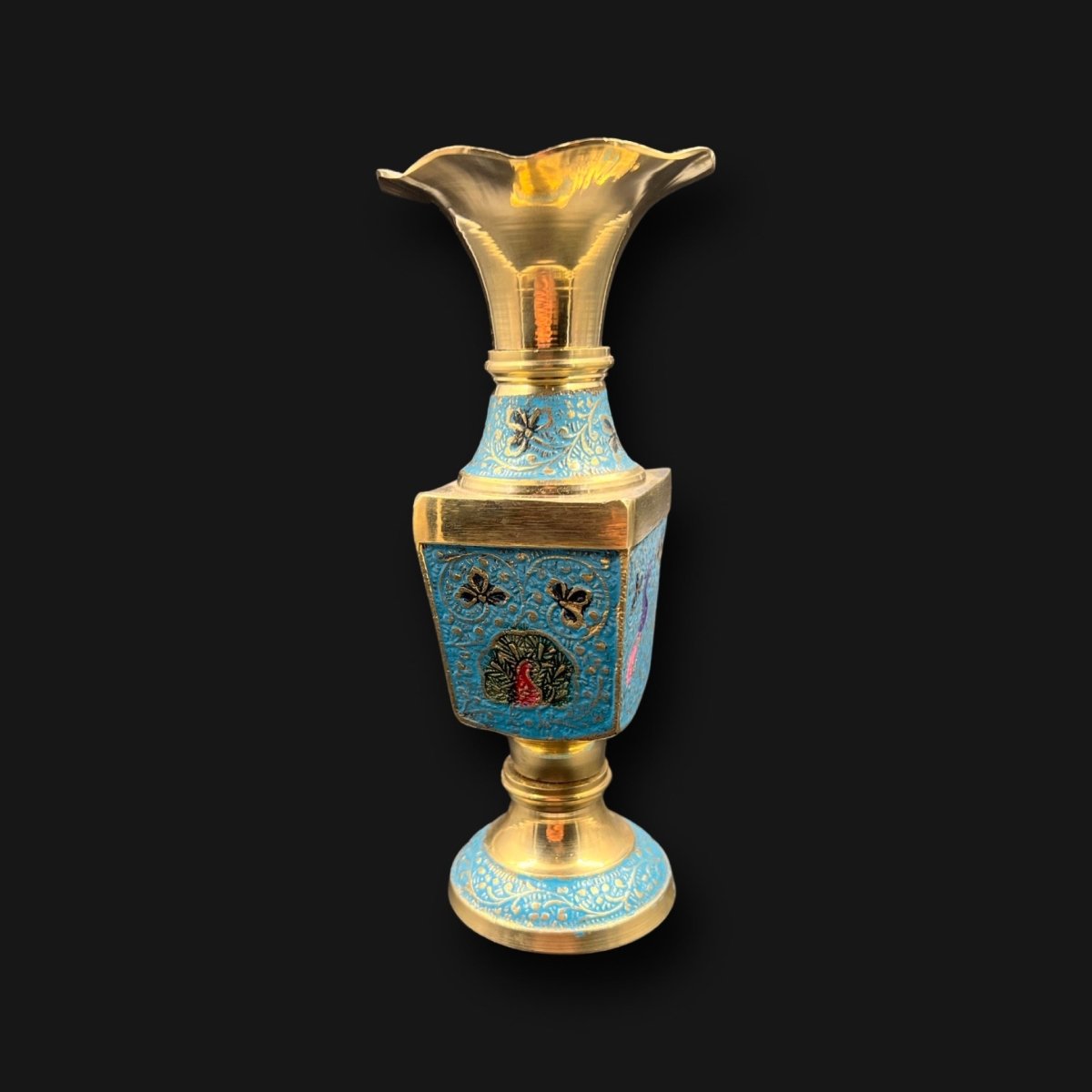 Thick Brass Vase Enamel Colors High Quality