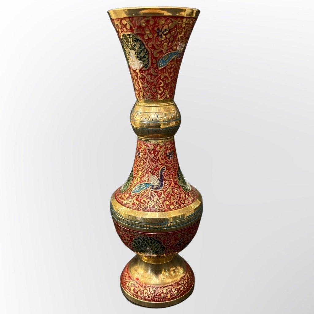 Thick Brass Vase Enamel Colors High Quality Red
