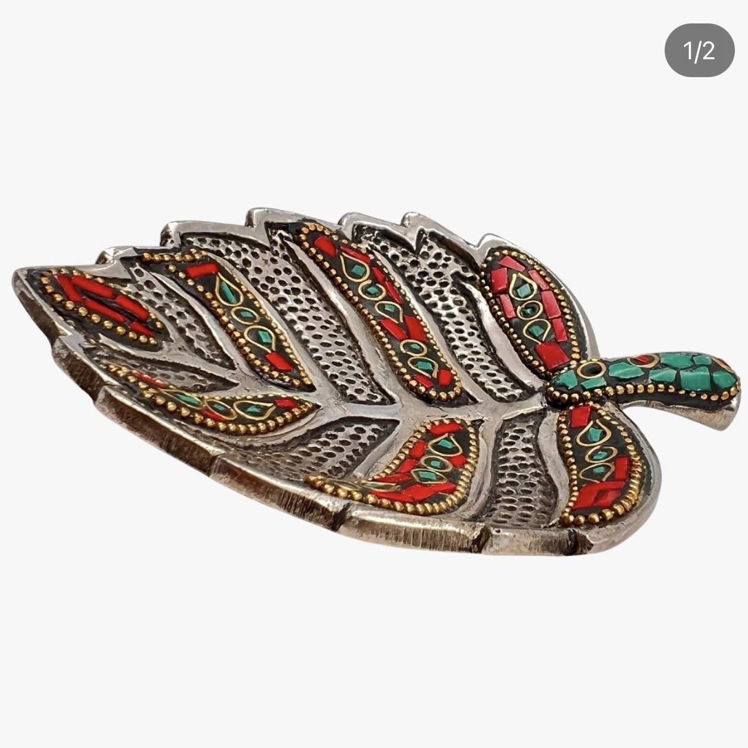 Tree Leaf Incense Stick Holder Tray Gemstone Ash Catcher