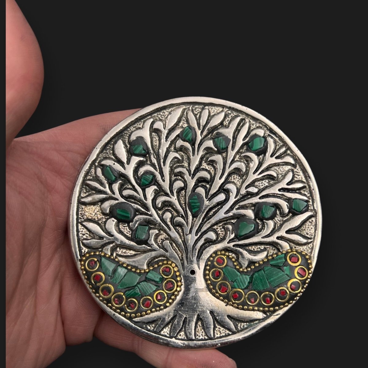 Tree of Life Incense Stick Holder Tray Gemstone Ash Catcher