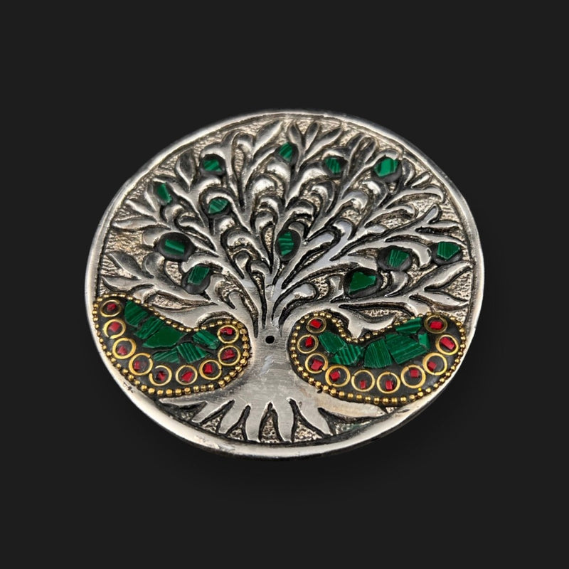 Tree of Life Incense Stick Holder Tray Gemstone Ash Catcher