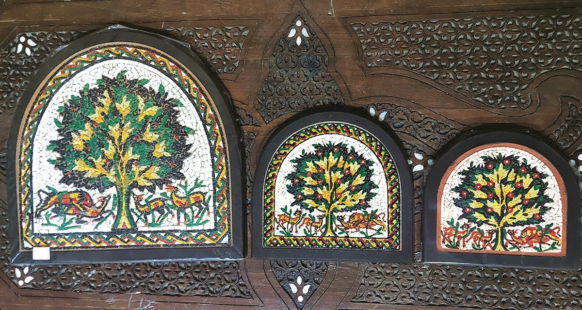 Real Stones Mosaics Tree Of Life Curved Wooden Frame Handcrafted