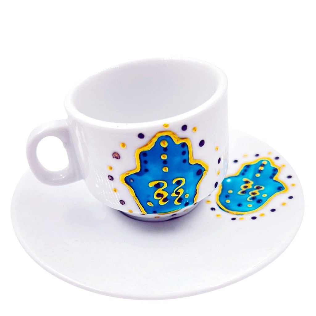 Turkish Coffee Cup Hamsa Ceramic