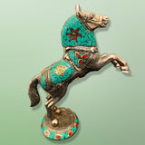 Turquoise Coral Lapis Gemstones White Metal Arabian Horse
