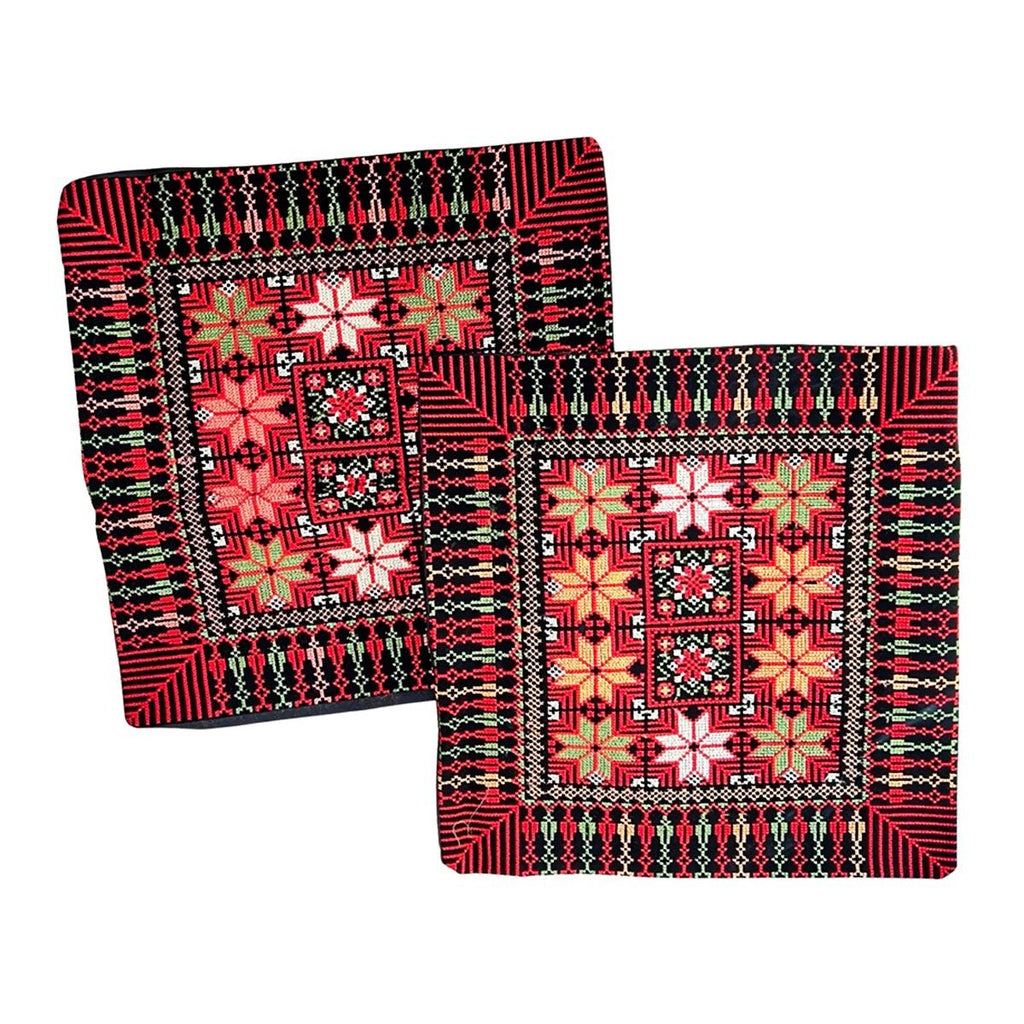 Twin Handmade Embroidery Cushion Cover Red