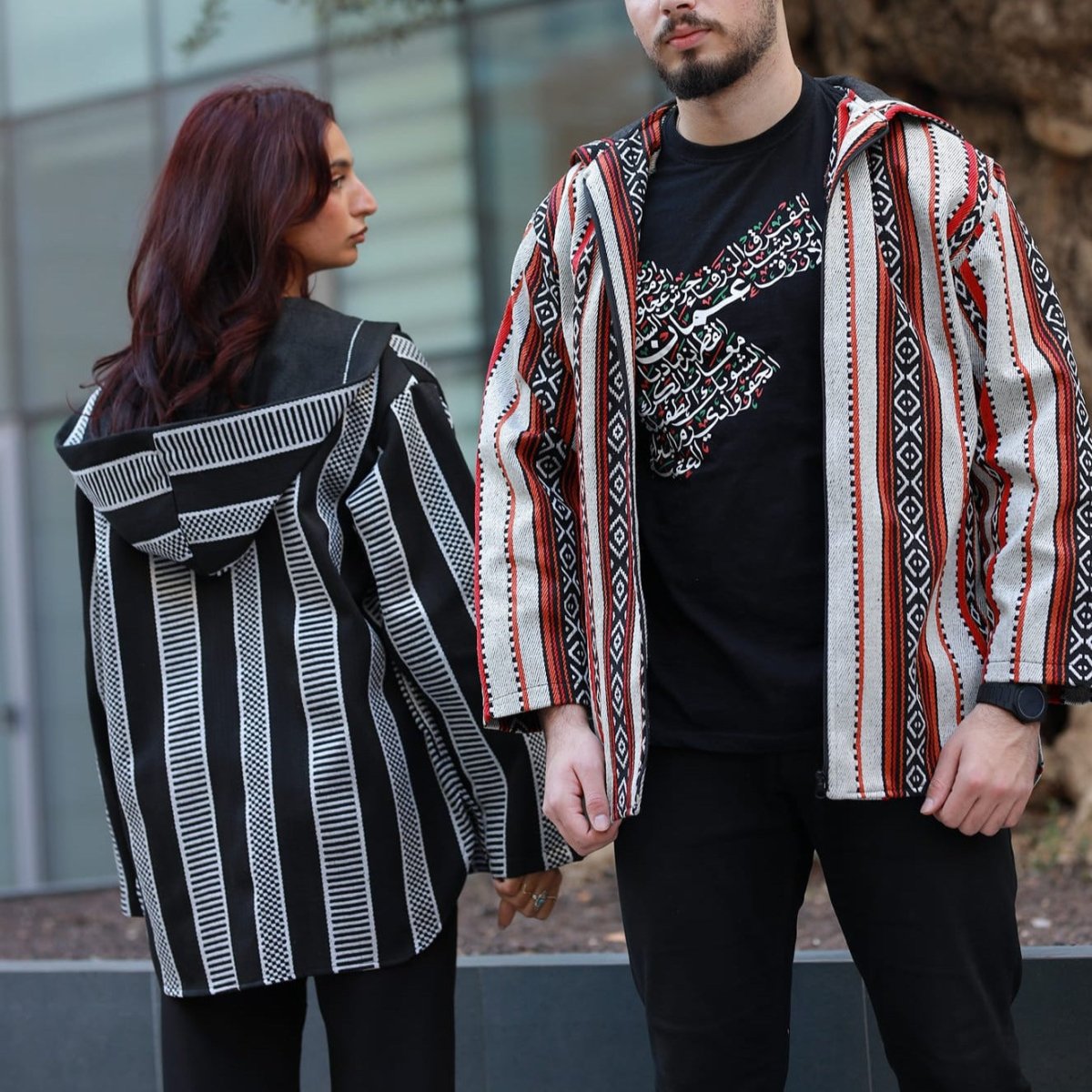Unisex Sadu Jacket Bedouin Jacket Black And White