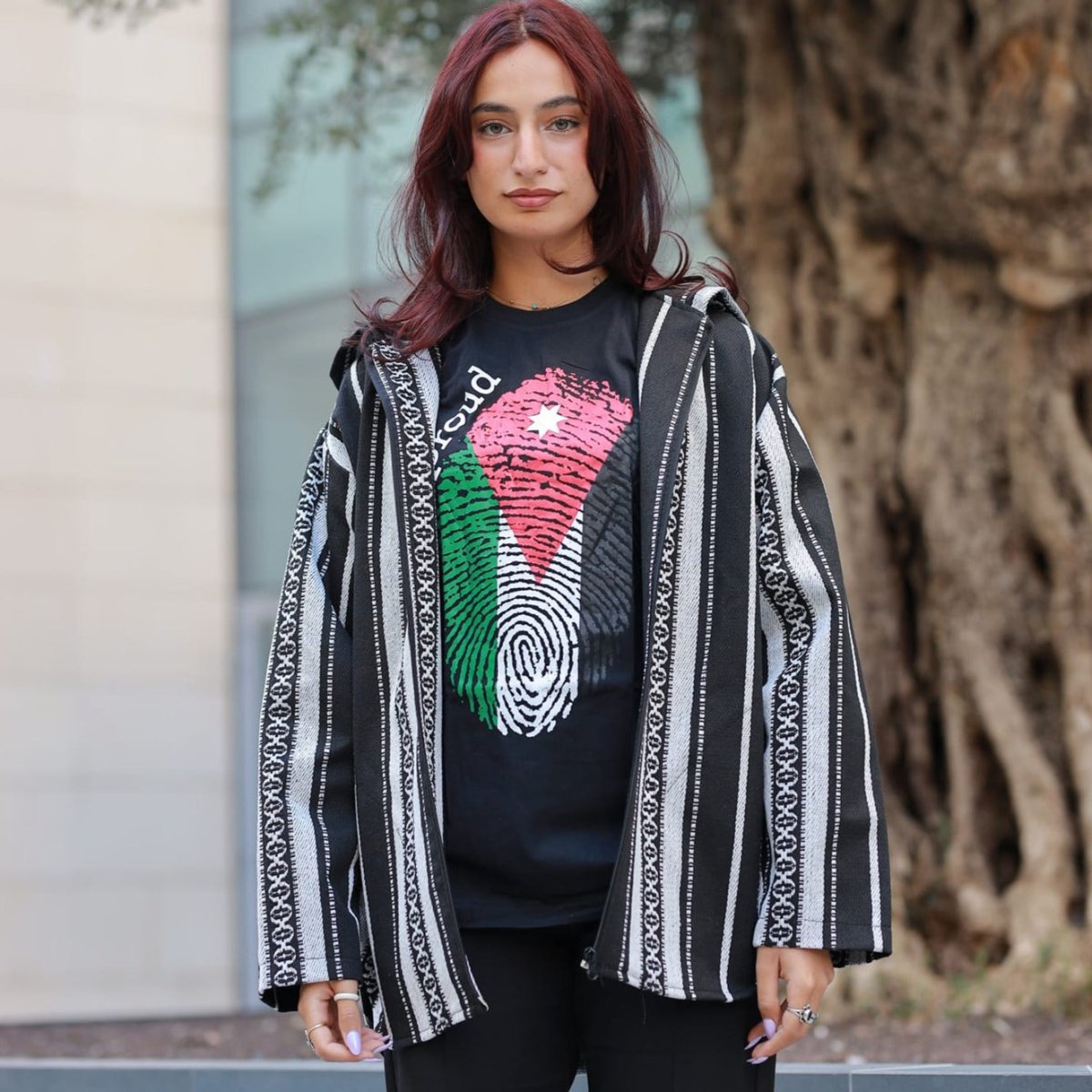 Unisex Sadu Jacket Bedouin Jacket Black And White