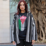 Unisex Sadu Jacket Bedouin Jacket Black And White