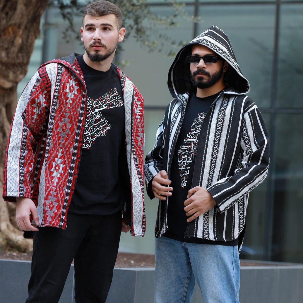 Unisex Sadu Jacket Bedouin Jacket Black And White