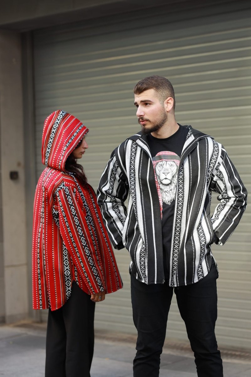 Unisex Sadu Jacket Bedouin Jacket Black And White