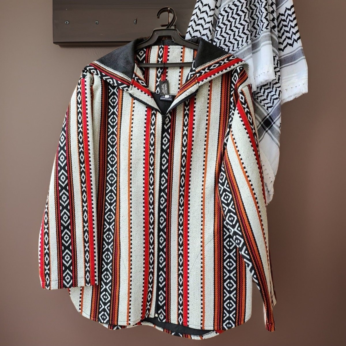 Unisex Sadu Jacket Bedouin Jacket Black White Red