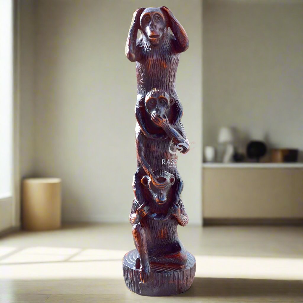 Wisdom Three Monkeys Tower Wooden