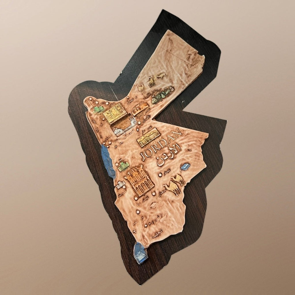 Wooden and 3D Resin Jordan Map Wall Hanging Decor