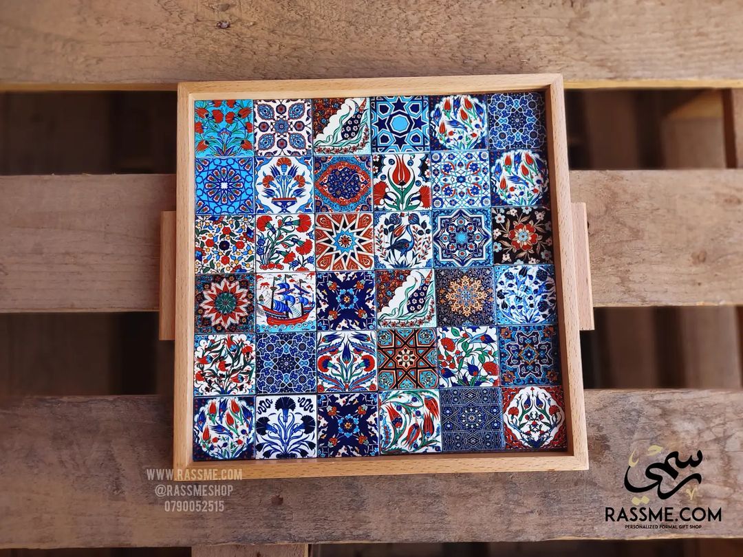 Wooden Colorful Ceramic Large Tray