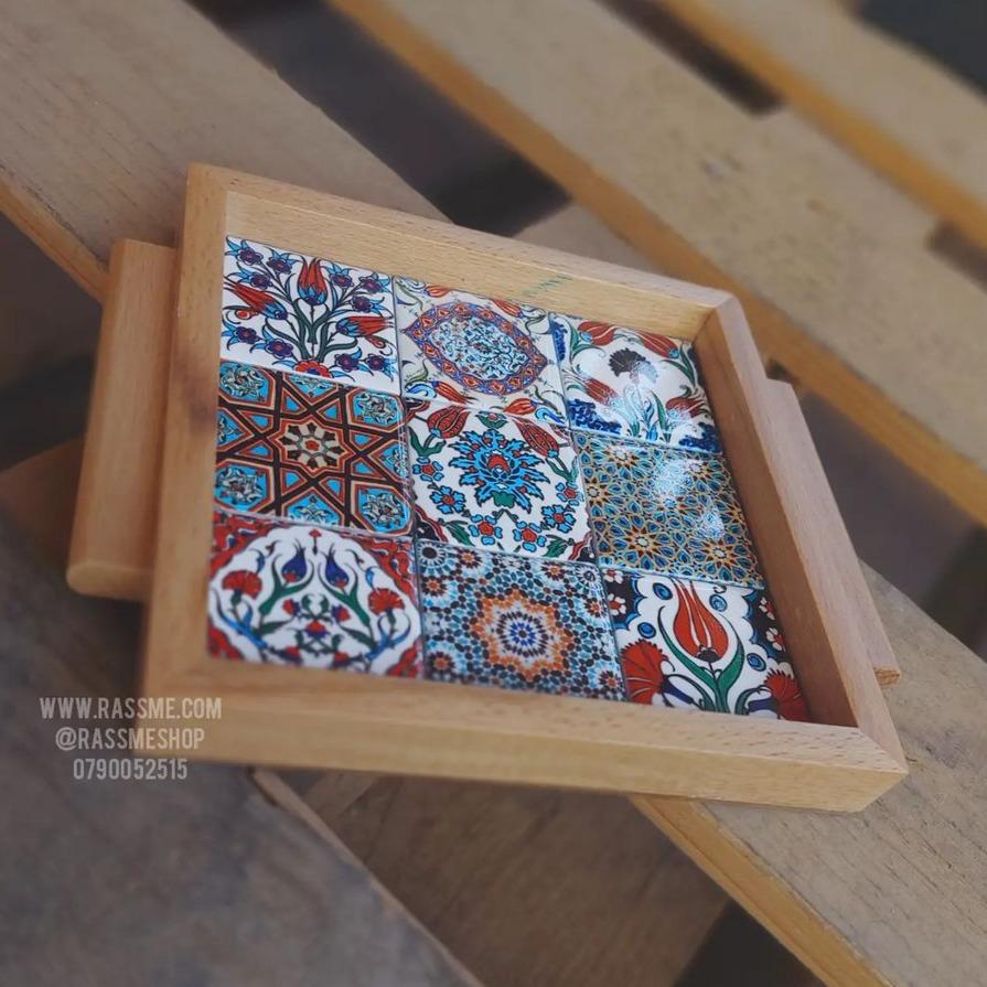Wooden Colorful Ceramic Medium Tray