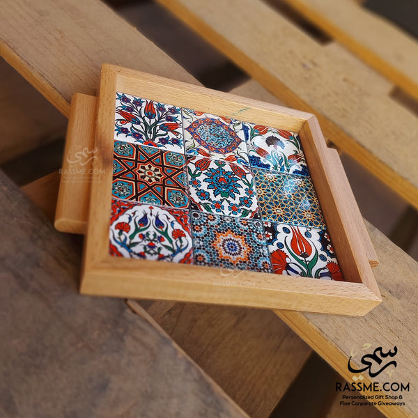 Wooden Colorful Ceramic Medium Tray