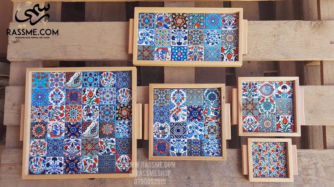 Wooden Colorful Ceramic Medium Tray