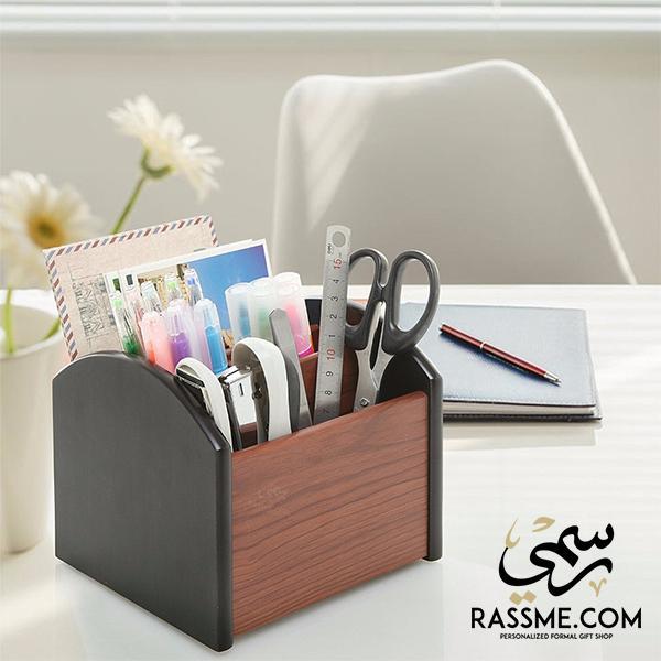 Wooden Desk Organizer Rotatable