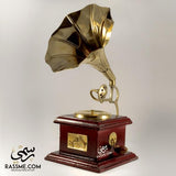 Wooden Mini Brass Gramophone - Free Engraving