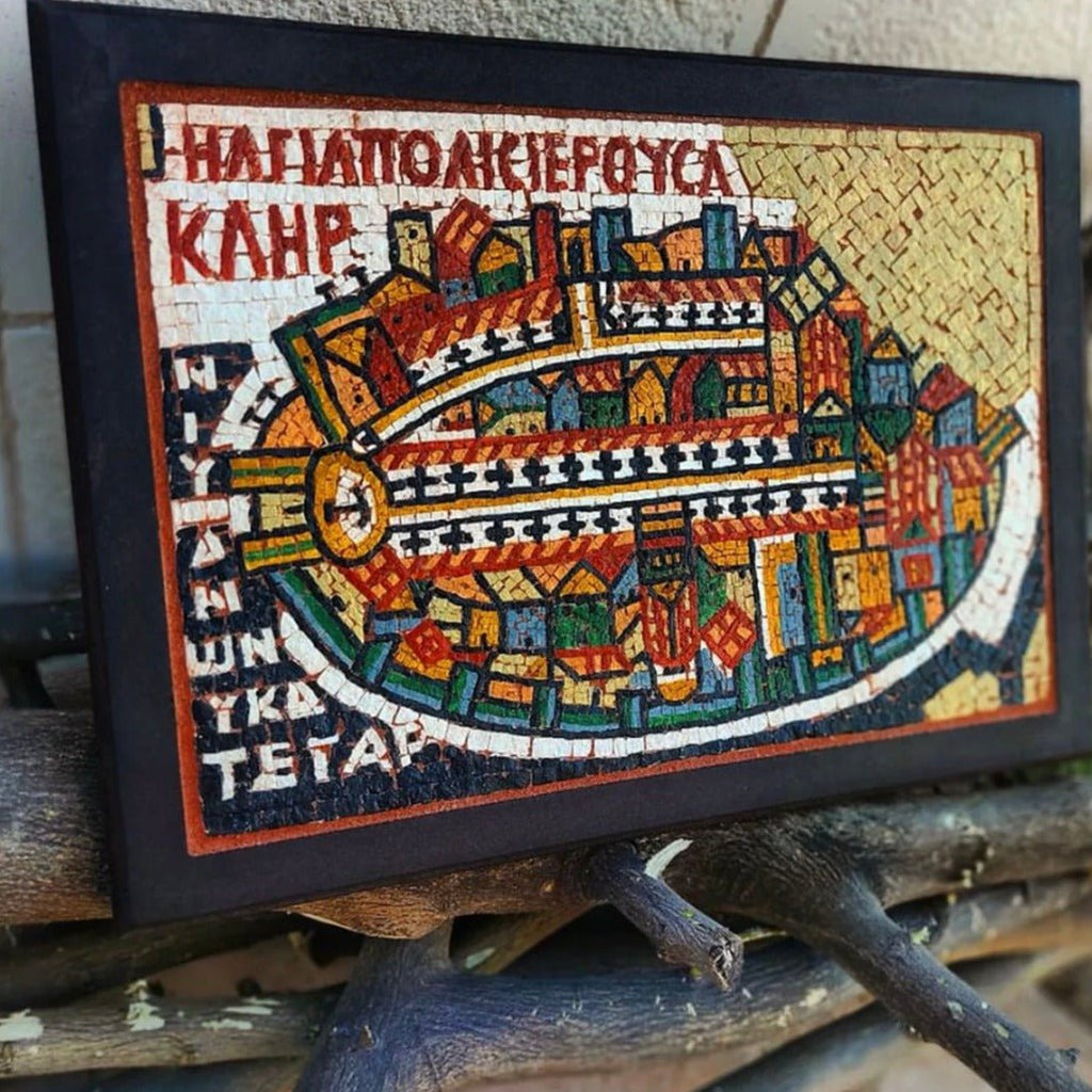 Wooden Mosaics Wall Hanging Jordan Madaba Map