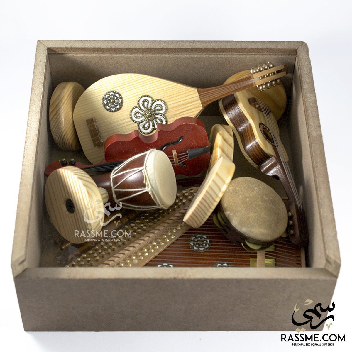 Wooden Musical Instruments Set - 6 Pcs - Free Writing On The Box