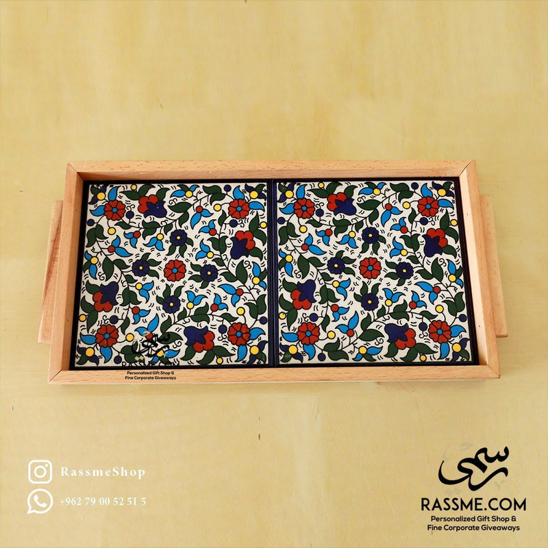 Wooden Palestinian Ceramic Large Tray