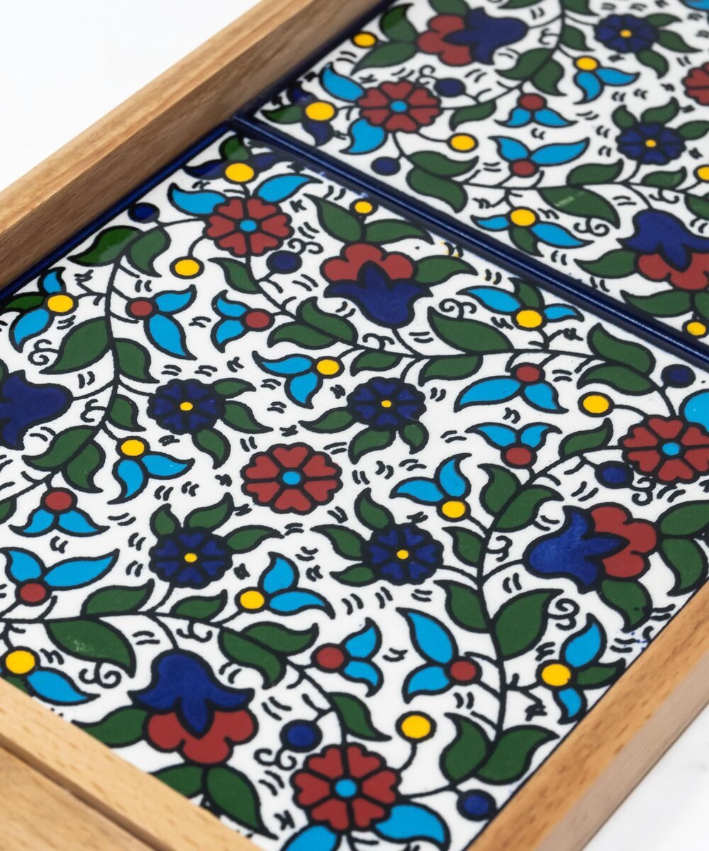 Wooden Palestinian Ceramic Large Tray