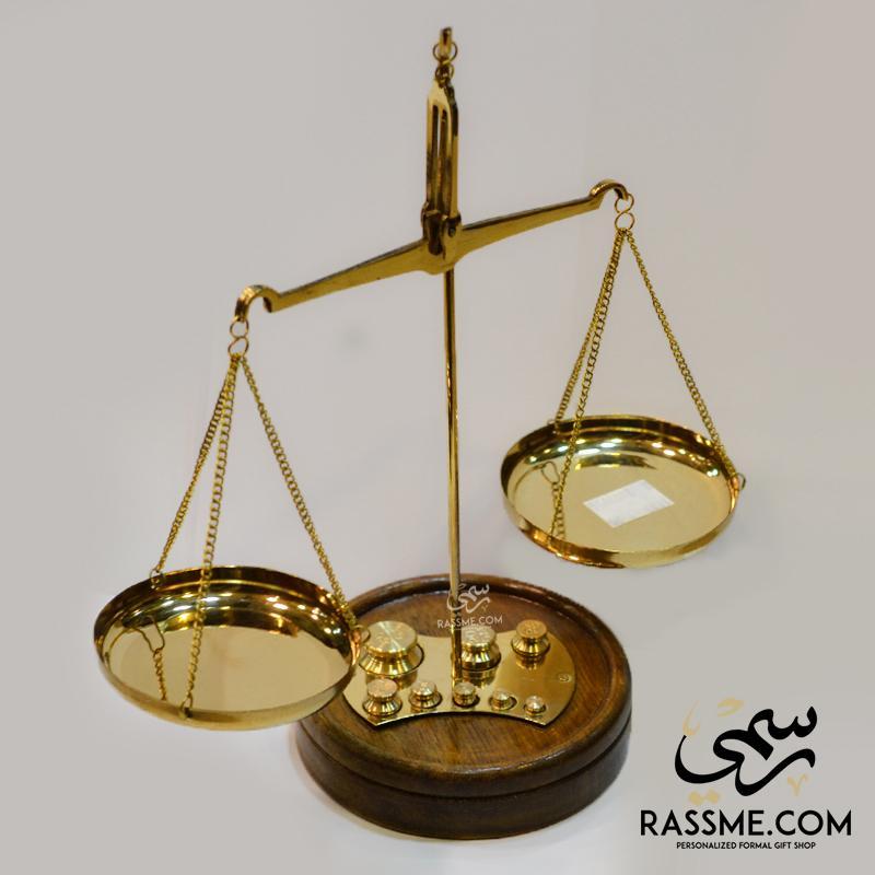 Wooden Rounded Base Balance Weighing weights Justice Scale - Free Engraving