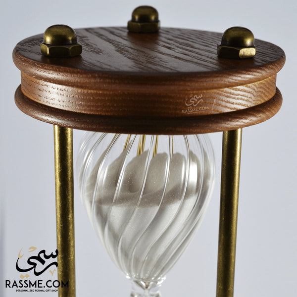 Large Hourglass Royal Brass Wooden Sand Clock - Free Engraving